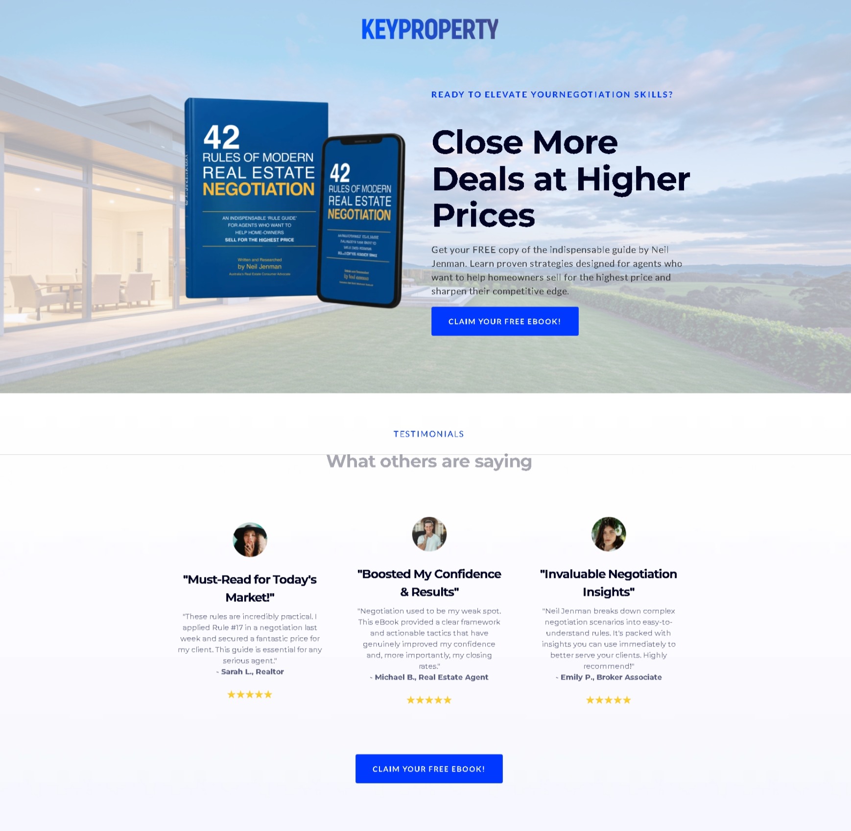 Real Estate eBook and Negotiation Strategy Session Funnel + Email & SMS Automation Screenshot